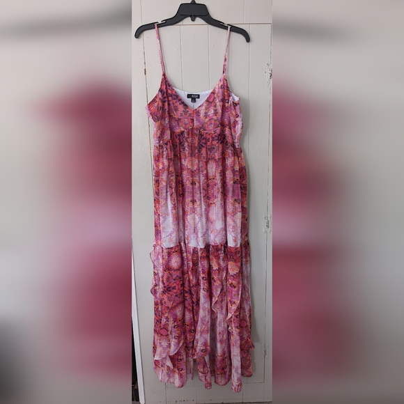 a.n.a Dresses & Skirts - A.N.A Pink Purple  Long Maxi Ruffle Hem Dress Size XL